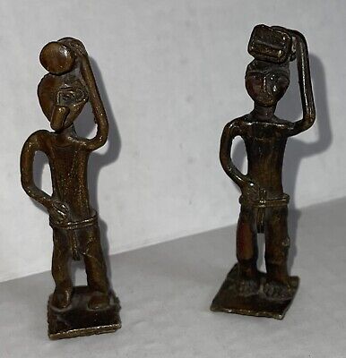 Ashanti Gold-Weight Bronze Figurine Pair Ghana Men