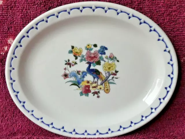 Railroad Dining China Dish Milwaukee Road Peacock Oval Plate 1947