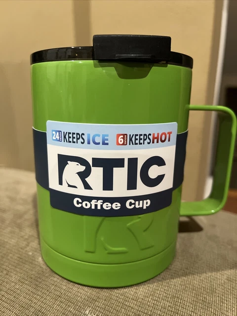 RTIC Coffee Cup Mug NEW Lime Green 12oz Dbl Wall Vacuumed Ins Spill Proof Lid