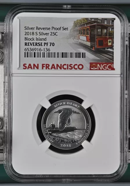 2018 S Silver Quarter 2009 NGC PF-70 S Block Island Silver Reverse Proof