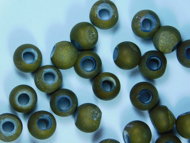 Natural Golden Druzy Coated Large Hole Plain Round Ball Charm Beads 10mm - 2 Pcs