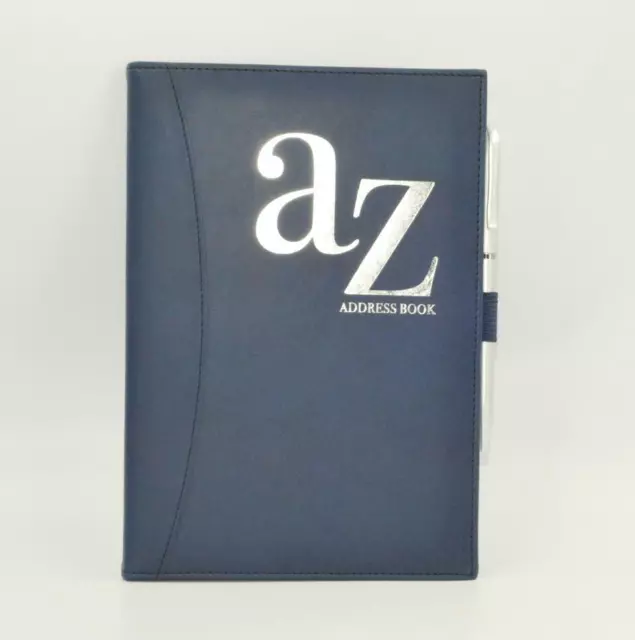 Navy Blue A5 A-Z Address Book With Pen Contacts Indexed Telephone Email Contacts