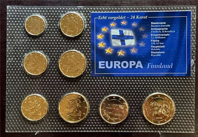 KMS - Finnland 2010 - EURO-Motivsatz - "Echt vergoldet", (Folie verschweißt)