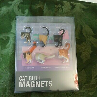 Kikkerland Cat kitten Butt Backside Magnets Set Of 6 New In Sealed Package