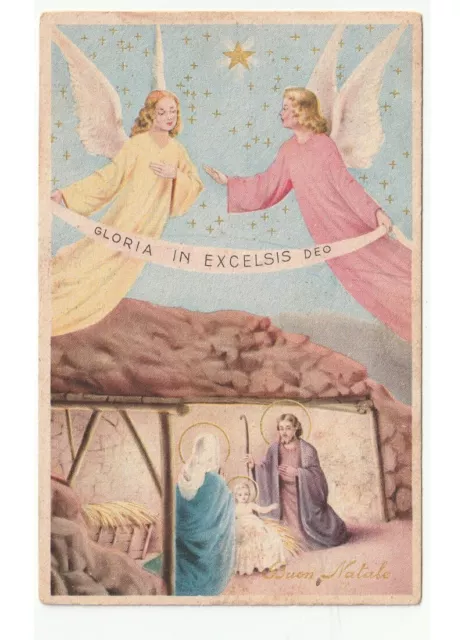 Buon Natale cartolina d'epoca angeli Gloria... natività Gesù augurali religiose