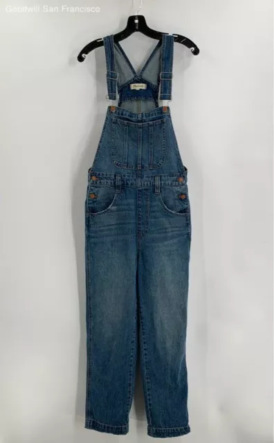 Madewell Womens Blue Cotton Adjustable Wide Strap Denim Bib Overalls Size Small