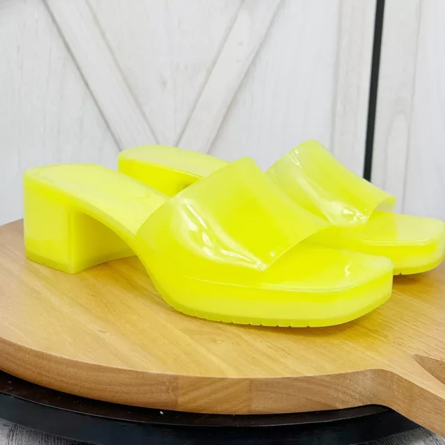 Steve Madden Harlin Chunky Jelly Neon Slide Sandals Citron Yellow Womens 9