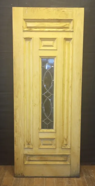 Exterior Wooden Door with Center Lead Glass & Six Raised Panels 32 1/4" x 80"