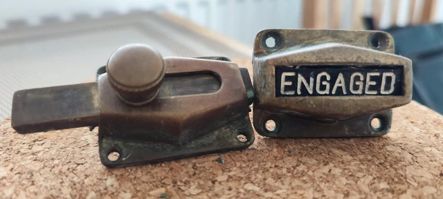 ART DECO VACANT ENGAGED TOILET BATHROOM DOOR LOCK INDICATOR SLIDING ...