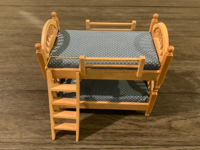 Wooden Doll Bunk Beds or Two Twin Beds with Ladder and Mattress