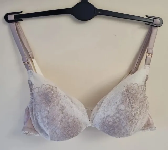 NEW! M&S Autograph Marks & Spencer nude non-padded fishnet detail plunge bra