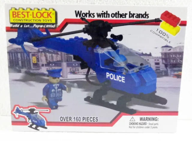 Best- Lock Construction Toys 160 Pieces Police Helicopter