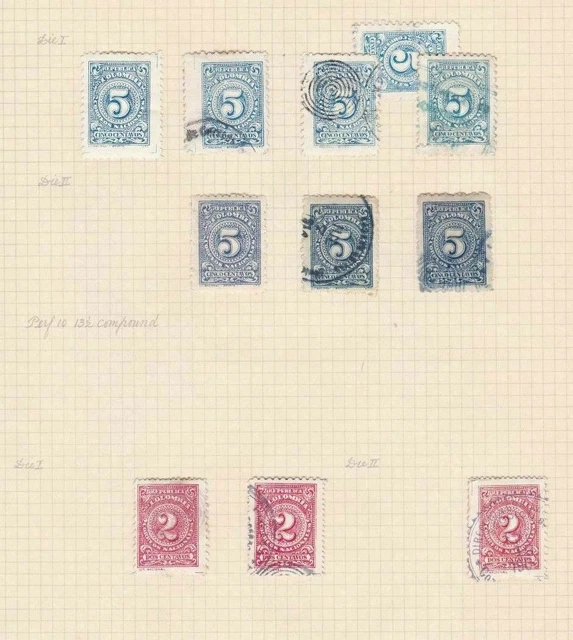 Colombia 1904  Stamps Study On 1 Page Mounted Mint & Used  Ref 5320
