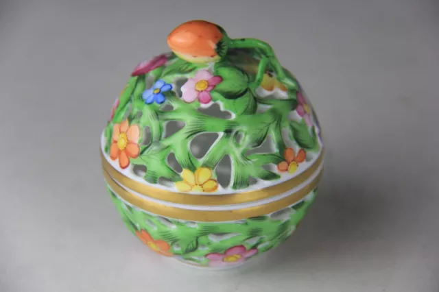 Herend Porcelain Openwork Ball-Shaped Trinket Box 6214/C 2