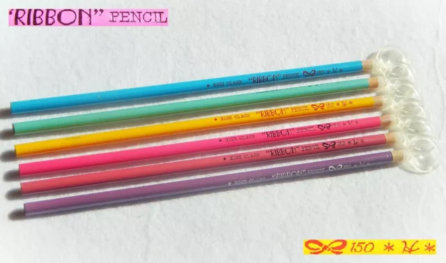 🔎 Rare Vintage RIBBON Pencil Matite Pencils 1980 Japan HIGH Class *FULL SERIES*