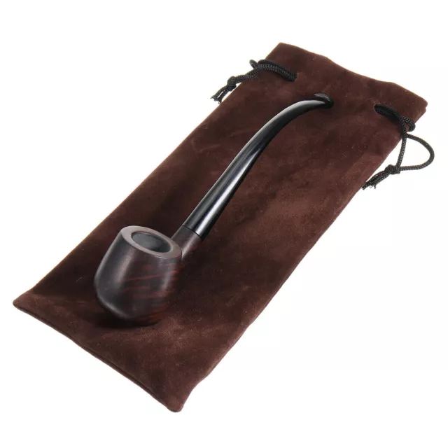 Fait à la Main Ébène Bois Noir Fumer Pipes Filtre Tabac en Bois Droit Pipe 3