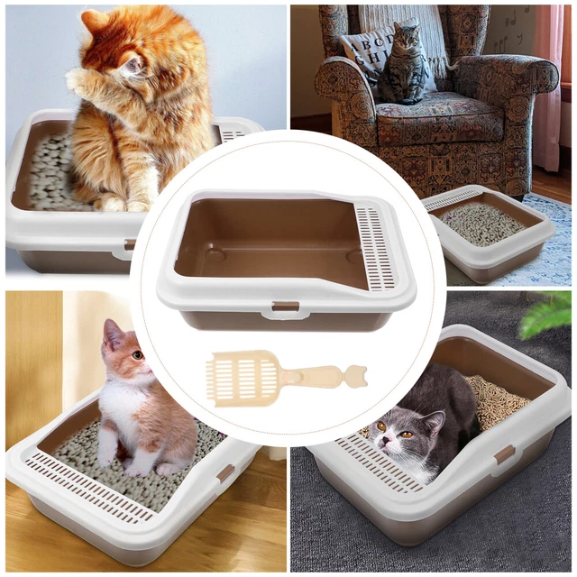 CAT LITTER BOX Pe or Indoor Dog Potty Grey Tray Pan Self Cleaning