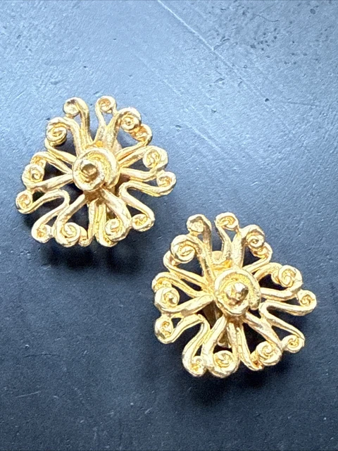 Boucles D'Oreilles Anciennes Dorées - Dormeuse Pendantes Clips - Perles Plaqué Or