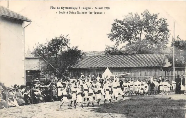 Cpa 33 Langon Fete De La Gymnastique May 24, 1908 Societe Saint Maixent Les Jeunes