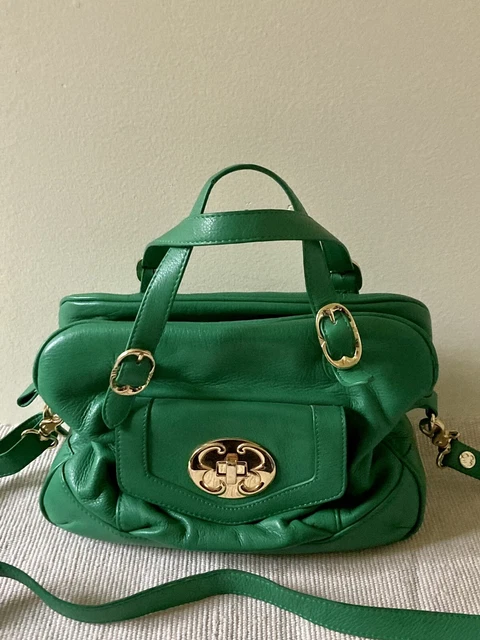 EMMA FOX Women's Leather Crossbody Satchel Bag Kelly Green