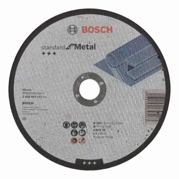 Disco Di Separazione Bosch Dritto Standard Per Metallo A 30 S Bf, 180 Mm, 22,23 Mm, 3,0 Mm
