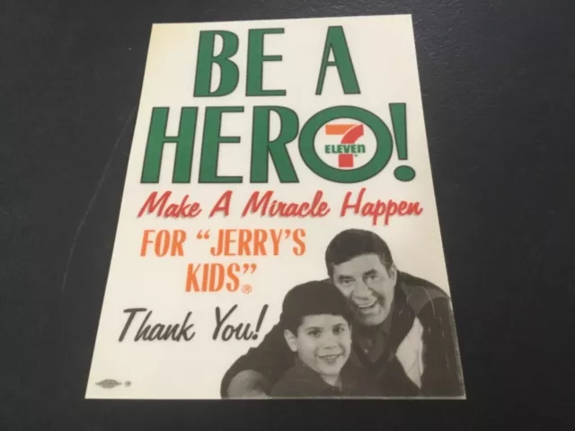 7-11 Vintage Jerry Lewis Be a Hero Window Cling Advertising Signs