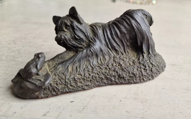Heredities cold cast bronze Yorkshire Terrier with Frog