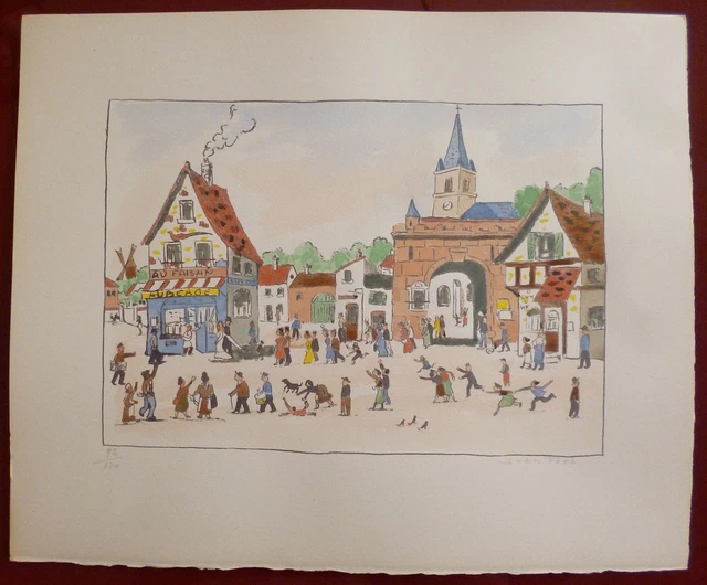 LITHOGRAPHIE LA FETE Dans La Cour Karen Tual N° 9/200 EUR 90
