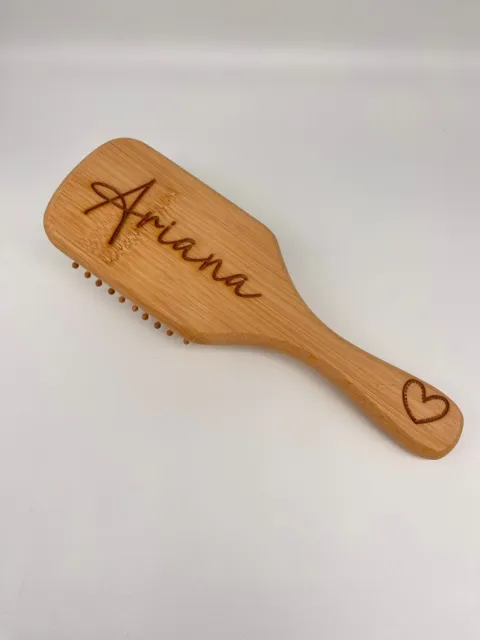 Personalised engraved bamboo brush, custom engraving comb