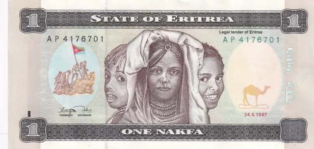 1 Nakfa 1997 Eritrea Banknote AUNC aus Bündel P-1