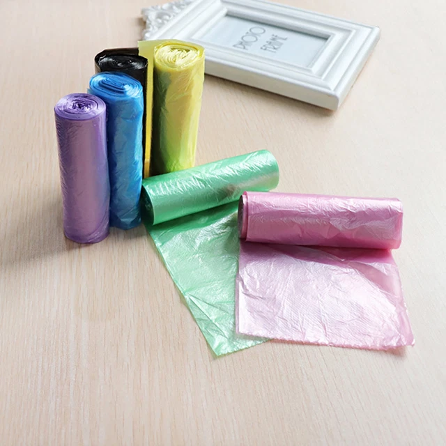 5 rotoli sacco spazzatura colore chiaro arrotolabile piatto apertura salvaspazio PE