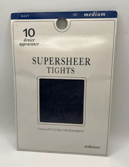 St Michael Supersheer  Tights, 10D, Navy, Medium Size Eur2, With Gusset, NEW