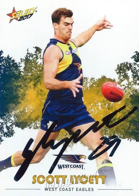 ✺Signed✺ 2017 WEST COAST EAGLES AFL Card SCOTT LYCETT