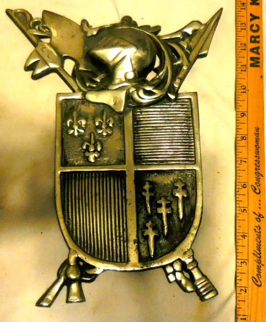 1 Vintage Coat of Arms Shield Crest Wall Hanging Metal Knight Head Japan