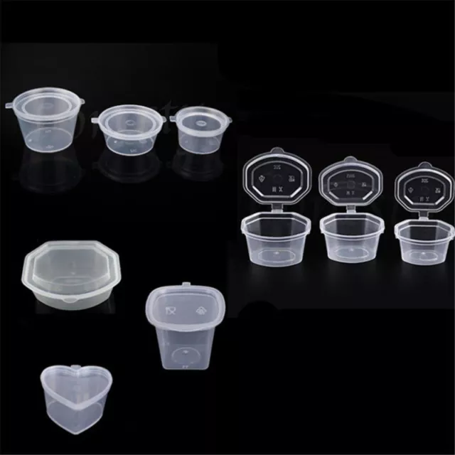 10X Disposable Clear Plastic Sauce Chutney Cups Food Container Storage Box