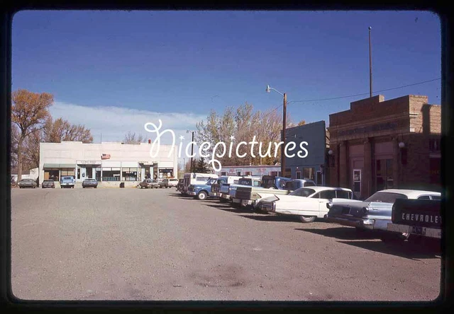 Slide  / Photo Medicine Bow Wyoming street scene 1971 Downtown lots cars
