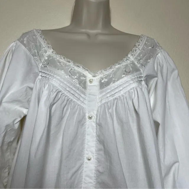 VINTAGE VICTORIAS SECRET Gold Label Long White Cotton Nightgown Women ...