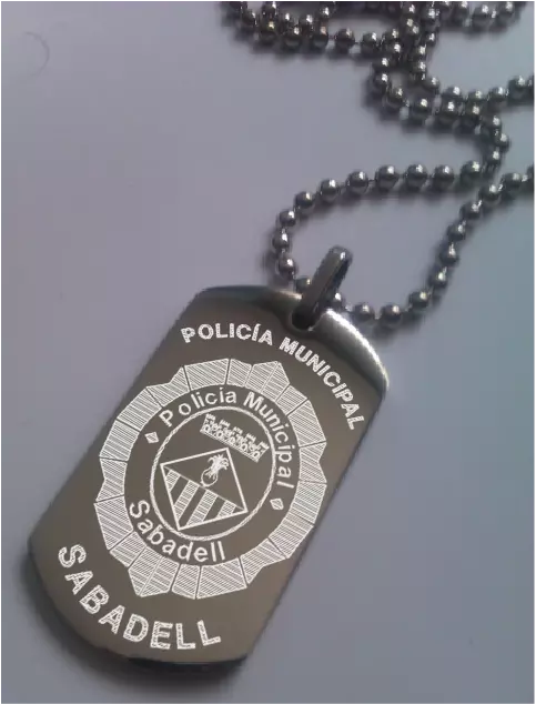 POLICIA MUNICIPAL SABADELL...Placa Militar de acero grabada
