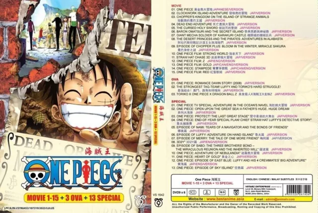 ONE PIECE MOVIE 1-15 + 3 OVA + 13 SPECIAL DVD (English Sub) FREE SHIPPING  $68.34 - PicClick AU