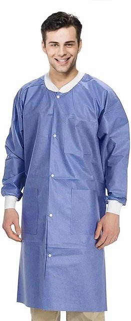 Disposable Gowns Medical Lab Coats Small. Pack of 10 Blueberry Adult with