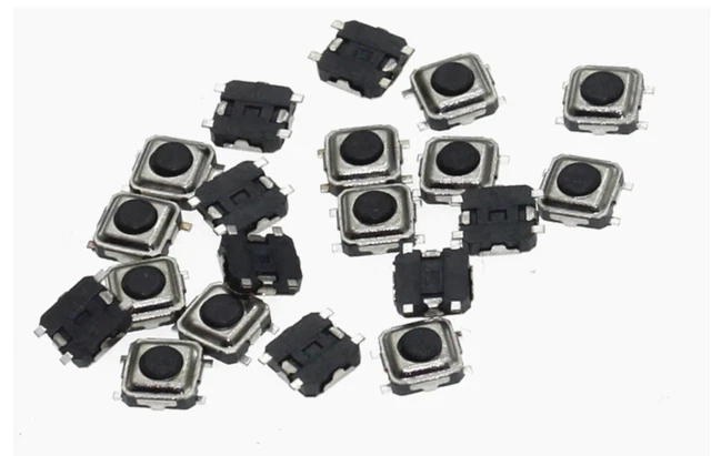 5 Pulsanti Tattili Neri 12x12x6.5mm - Micro Switch 4 Pin, Per Circuiti Stampati E Progetti Elettronici