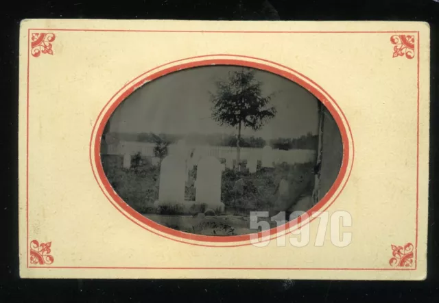 Rare 1870s Tintype of a Cemetery or Graveyard