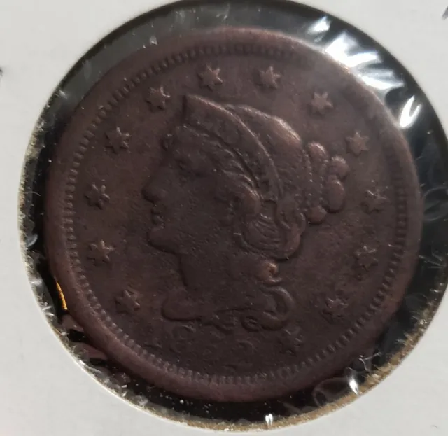 1852 Braided Hair Large Cent 1c