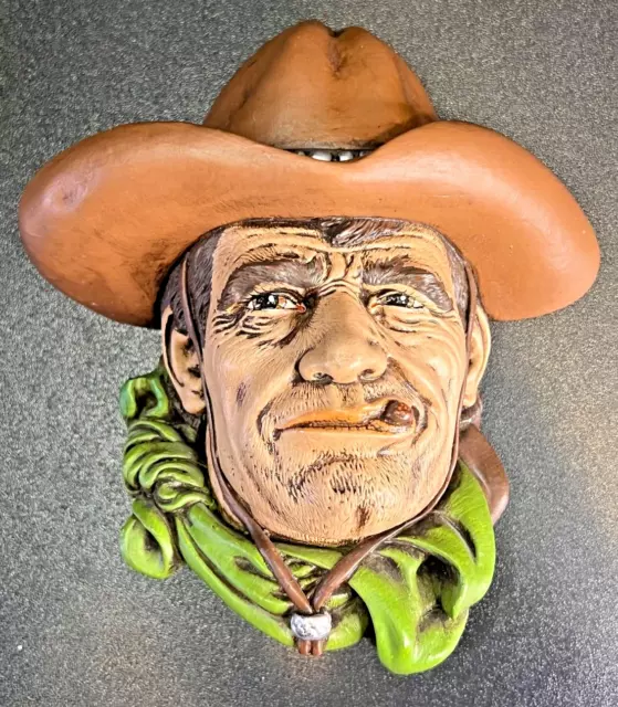 Bosson's Vintage Chalkware "Rawhide" Cowboy Head Hanger  England Western 1967