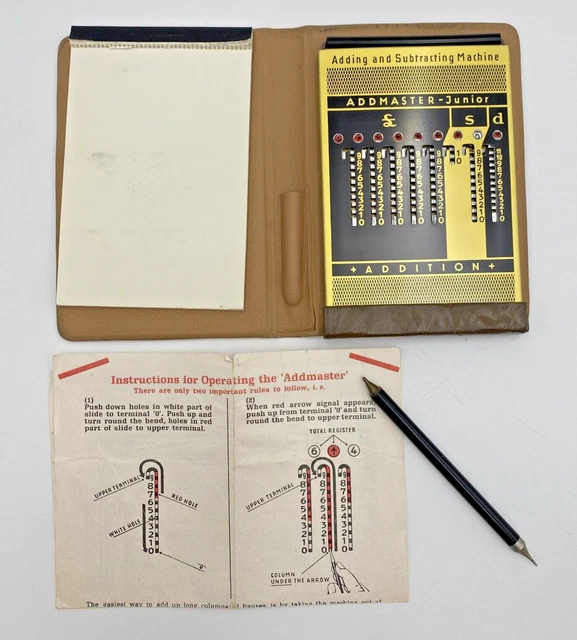ADDMASTER JUNIOR - Vintage Mechanical Addition Subtraction Pre-Decimal ...