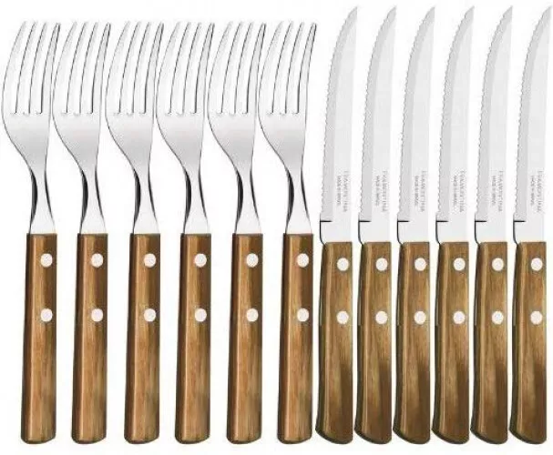 [12 Pcs] Barbecue BBQ Cutlery Set Stainless Steel Steak Knife Knives Forks GIFTS