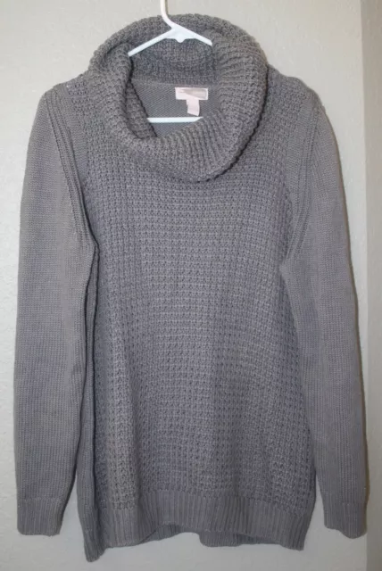 Women's Forever 21 Gray Cowl Neck Cable Knit Sweater Size L EUC