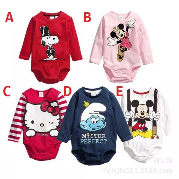 NWT Baby Boys Girls Disney Long Sleeves Top One Piece Romper Size 00,0,1,2