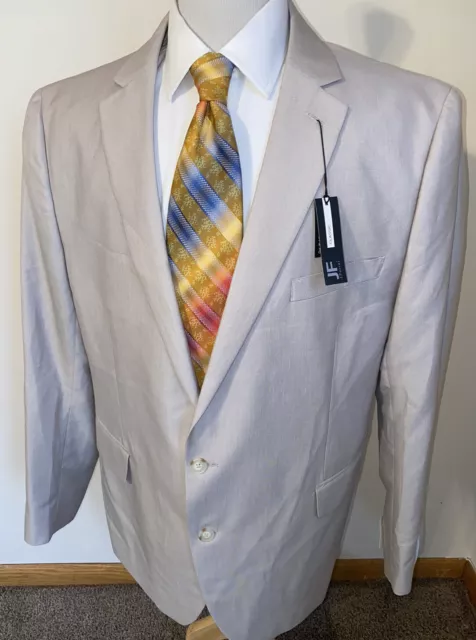 NEW J Ferrar Sz 38R Classic Fit Poly Rayon Bone Shimmer Sport Coat Blazer Jacket