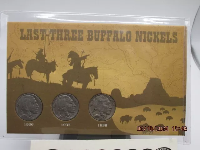 Last Three Years of Buffalo Nickels w COA from The Morgan Mint